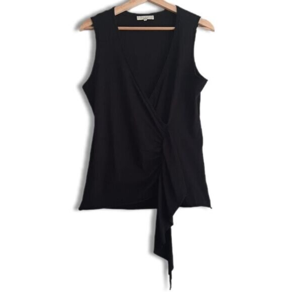 ESSENTIEL ANTWERP Sleeveless Surplice V-Neck Tank Top Black Sz M (3) - Picture 2 of 12